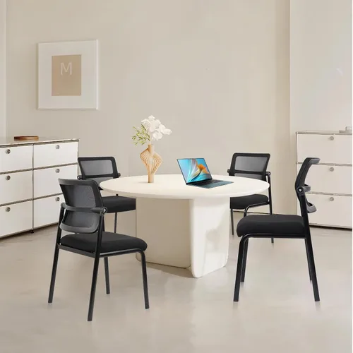 Miniatura 8 de CLATINA Silla de oficina apilable de malla con ruedas, sin brazos, silla apilable con soporte lumbar ergonómico, para conferencias, vestíbulo