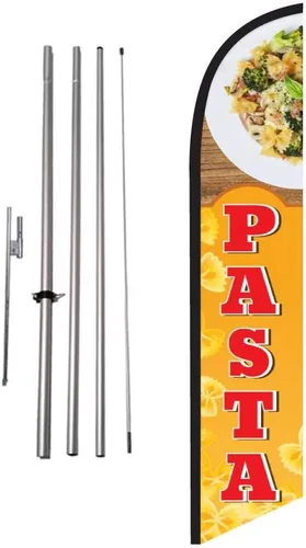 Miniatura 3 de Cartel de bandera de plumas de publicidad de restaurante de pizza con kit de asta de bandera y estaca de tierra Kit de mástil de bandera y pico