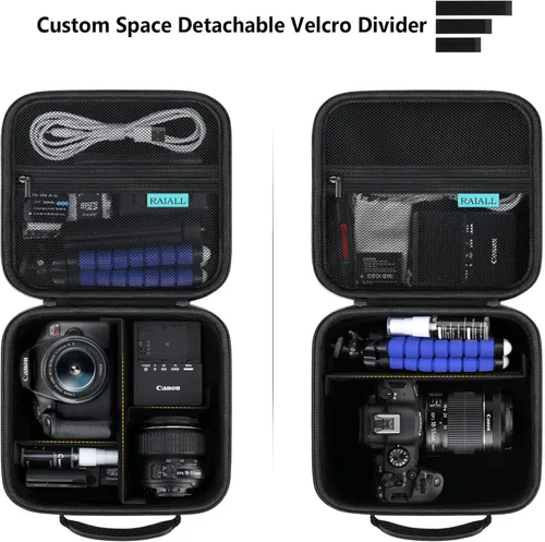 Miniatura 4 de RAIALL Estuche para cámara Canon EOS Rebel T7/R50/R50V/R100/R5/R6 Mark II/R7/R8/R10/RP/T6/Sony/Nikon D7500 Camera, estuche rígido de transporte