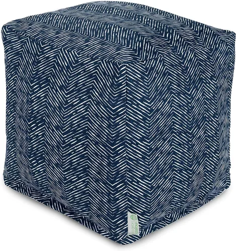 Majestic Home Goods South West - Puf otomano para interiores y exteriores, 17 pulgadas de largo x 17 pulgadas de ancho x 17 pulgadas de alto, azul