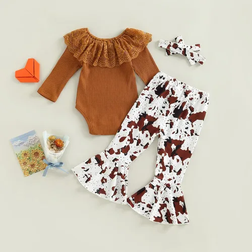 Miniatura 3 de fhutpw Ropa para bebé recién nacida, conjunto de 3 piezas para otoño e invierno