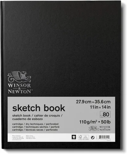 Miniatura 8 de Winsor & Newton Cuaderno de bocetos clásico de encuadernado duro, 5.5" x 8.5", 80 hojas, 110gsm, blanco natural