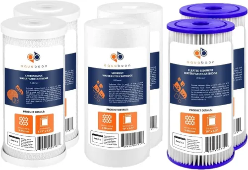 Miniatura 18 de Aquaboon Cartrige de reducción de cloro de 5 micrones, 10 x 4.5 de carbono, y 2 filtros de agua de reducción de sedimentos, repuesto para filtro