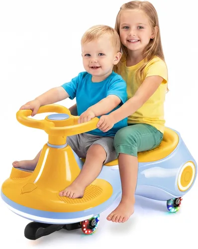 Coche Eléctrico Wiggle para Niños, Batería Recargable de 12V, Scooter Oscilante 2 en 1 con Pedal, 3 Velocidades, Altavoz Musical y Ruedas con Luces,