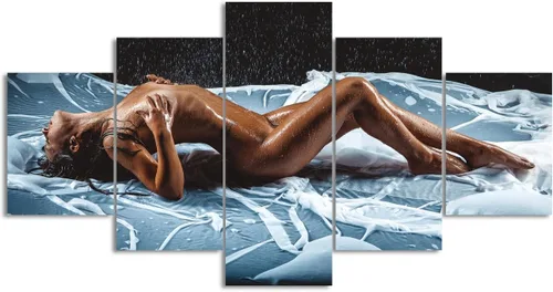 Miniatura 22 de Lienzo extra grande sexy chica desnuda durmiendo en la cama, arte de pared con marco de madera sexy para mujeres desnudas, obras de arte, arte