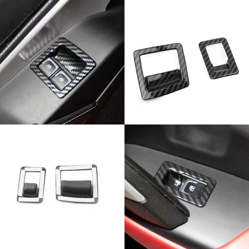 Miniatura 8 de Interruptor de elevación de ventana de puerta de fibra de carbono cubierta moldura accesorios para 2014 2015 2016 2017 2018 Chevrolet Corvette C7