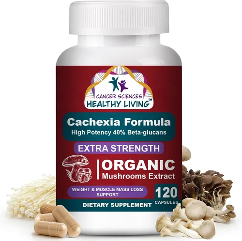 CANCER SCIENCES Suplemento para la caquexia, cápsulas de extracto de hongos orgánicos certificado USDA, extra fuerte 1,500 mg, alta potencia 40%
