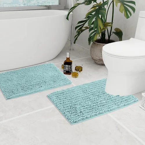 Miniatura 233 de Walensee Alfombra de baño antideslizante (24x17 pulgadas, rosa polvoriento) absorbente de agua, súper suave, lanuda de felpilla, lavable a máquina