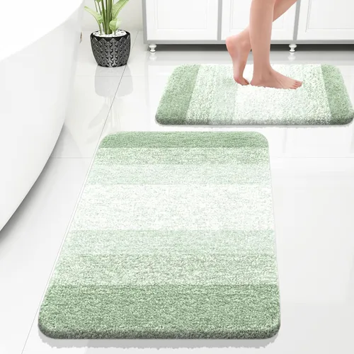 Miniatura 78 de OLANLY Juego de 2 alfombras de baño de microfibra suave y absorbente, antideslizantes, se pueden lavar y secar a máquina, alfombras de baño peludas