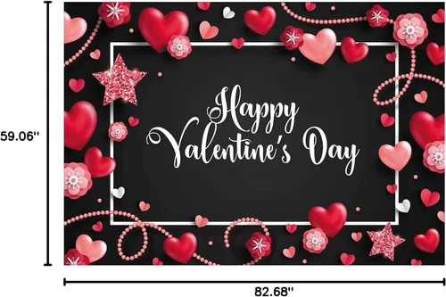 Miniatura 5 de YYNXSY Decoración de fotografía de San Valentín en forma de corazón rosa de 7 x 5 pies para decoración de fiesta de habitación, pancarta para fiesta