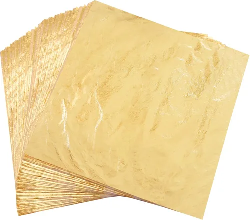 Miniatura 11 de YongBo Hojas de hojas doradas, 200 piezas de papel de aluminio dorado de 5.5 pulgadas para manualidades, pintura, dorado, slime, diseño de uñas