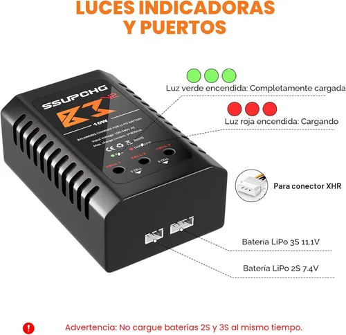 Miniatura 5 de Cargador de batería para batería LiPo 2S 3S, cargador de equilibrio para batería de enchufe XHR, cargadores Lipo para juguete y modelo RC