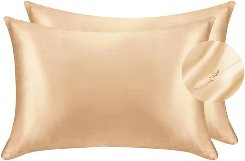 Miniatura 19 de Juwenin Bedding, funda de almohada de satén sedosa súper suave y lujosa con cremallera (funda de almohada de satén sedoso para el cabello), juego
