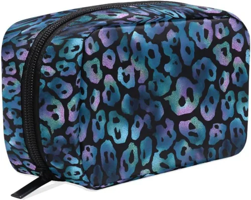 Miniatura 8 de MNSRUU Pequeña bolsa de cosméticos para niñas y mujeres, de viaje, con estampado de leopardo colorido, organizador de artículos de tocador