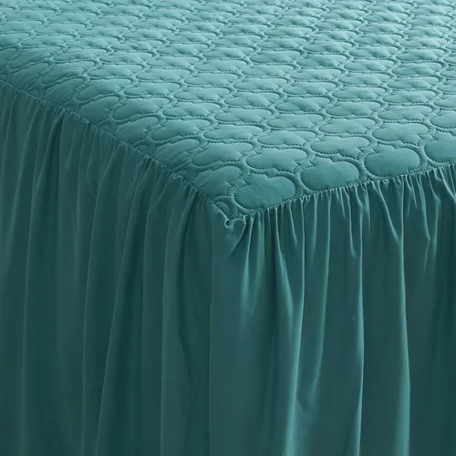 Miniatura 4 de CHIXIN Colcha con falda con volantes, caída de 30 pulgadas de largo, ropa de cama estilo Shabby Chic, ligera, juego de 3 piezas, tamaño King, laguna
