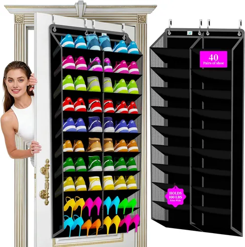 Miniatura 11 de Organizador de zapatos sobre la puerta, 2025 mejorado, organizador de zapatos, 35 bolsillos enormes, organizador de zapatos sobre la puerta