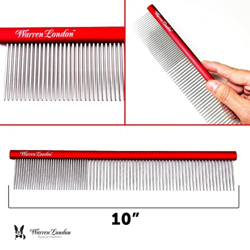 Miniatura 3 de Warren London Peine Fuerte Antienredo para Perros 25.4 cm Control de Confort, Durabilidad y Detalle para Perros Pequeños, Medianos y Grandes