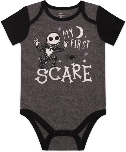 Miniatura 3 de Disney Nightmare Before Christmas Jack Skellington - Paquete de 3 mamelucos para bebé, color gris