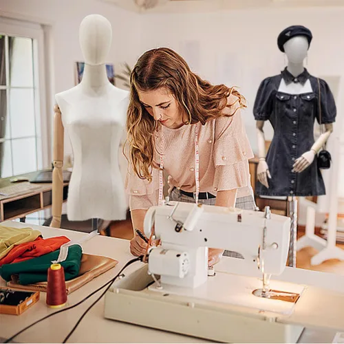 Miniatura 7 de Maniquí de forma de vestido femenino, torso de mujer para coser, cuerpo de maniquí de exhibición de ropa con soporte de altura ajustable dorado