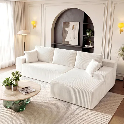 Miniatura 14 de Sofás seccionales sin hueso de 106 pulgadas para sala de estar, sofá modular en forma de U con asiento profundo, otomana extraíble, sofá de 4 plazas
