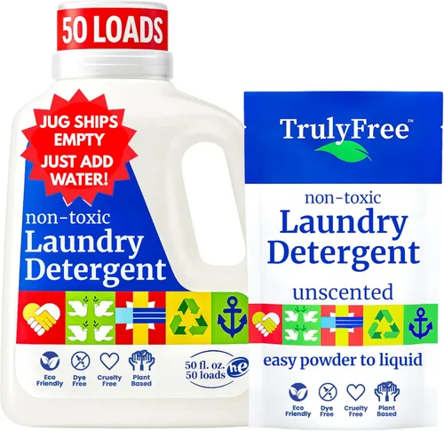 Miniatura 9 de Truly Free Detergente natural para ropa sensible Respetuoso con el medio ambiente, a base de plantas, seguro para ropa de bebé Polvo limpio