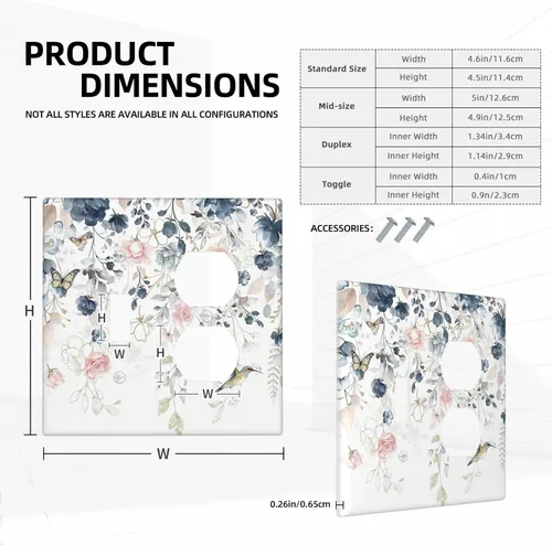 Miniatura 244 de Decorative Outlet Covers Blue Background White Cat Daisy Floral 2-Gang 1-Gang Wall Plate Single Toggle/Rocker Farmhouse Style Light Switch Covers
