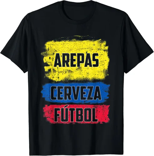 Arepas Cerveza Futbol Bandera Colombiana Distress Bandera Colombia Camiseta