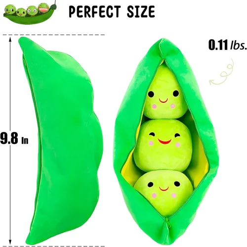 Miniatura 2 de AOQI Peluche de guisantes gigantes en una vaina de guisantes, almohada de guisantes de peluche, juguetes de plantas, varios tamaños
