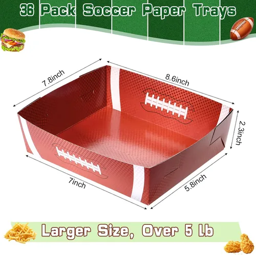 Miniatura 3 de Sawysine Paquete de 36 platos de fútbol grandes para fiestas de fútbol, bandejas de papel de 5 libras, nachos, botes de comida, cuencos desechables