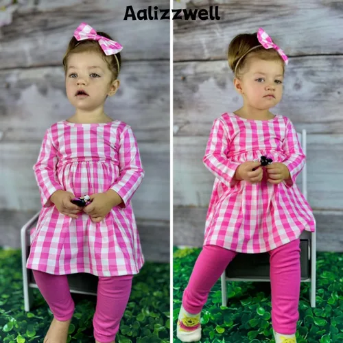 Miniatura 3 de Traje de túnica floral para niñas pequeñas para otoño e invierno