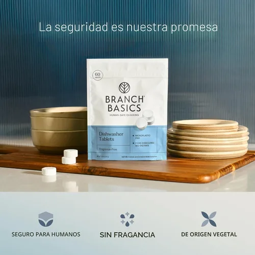 Miniatura 5 de Branch Basics Tabletas para lavavajillas – 60 unidades Sin plástico, sin fragancia, seguras para humanos, reemplazo de cápsulas de lavavajillas