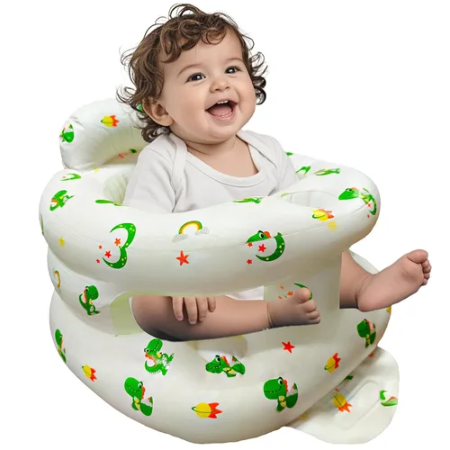 Miniatura 14 de Asiento inflable para bebé de 3 a 36 meses, silla de bebé con cerca y bomba de aire incorporada, asiento de piso inflable para bebé con soporte
