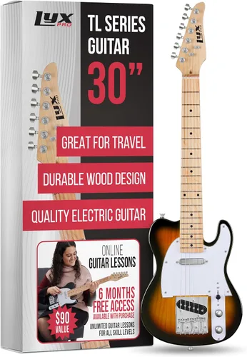 Miniatura 13 de LyxPro Guitarra eléctrica de 30 pulgadas, serie TL, cuerpo de madera de Paulownia de tamaño completo, golpeador de 3 capas, cuello en forma de C