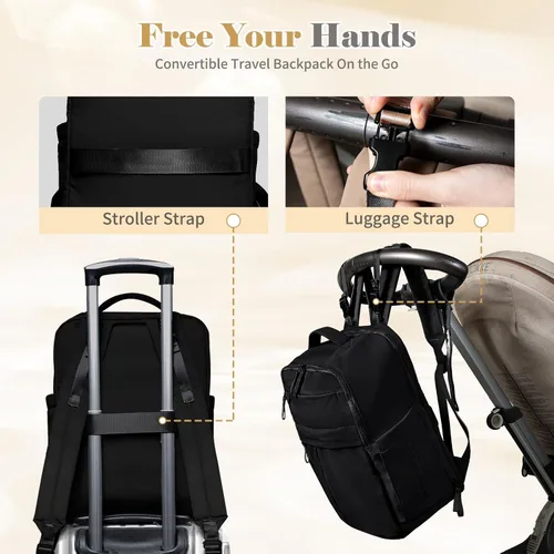 Miniatura 3 de Mochila para pañales con cambiador, bolsa de bebé multifunción impermeable, bolsa de viaje esencial para baby shower, pañaleras para bebe con 15