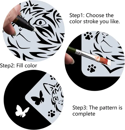 Miniatura 4 de GORGECRAFT Plantillas grandes de gato de 12 x 12 pulgadas, reutilizables, plantillas de animales para pared del hogar, mariposa, pata de gato