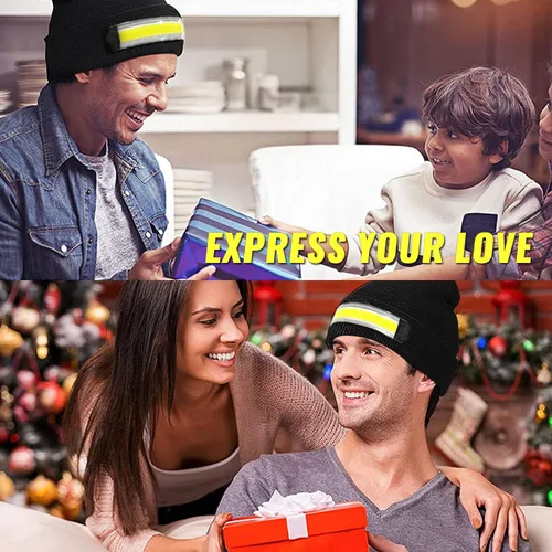 Miniatura 6 de Easymaxx Paquete de 2 Gorros con Linterna Frontal Recargable, 1200 Lúmenes LED Gorro con Luz de Haz Ancho Integrada, 6 Modos, Gorro de Invierno