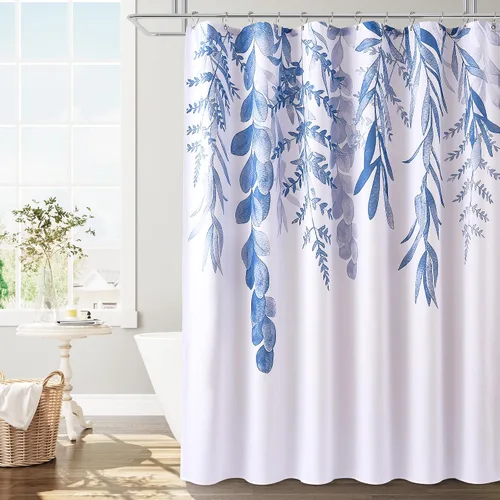 Miniatura 40 de BOODII Cortinas de ducha negras de 36 x 72 pulgadas, cortina de ducha de eucalipto de primavera para baño, cortina de baño con textura de flameado