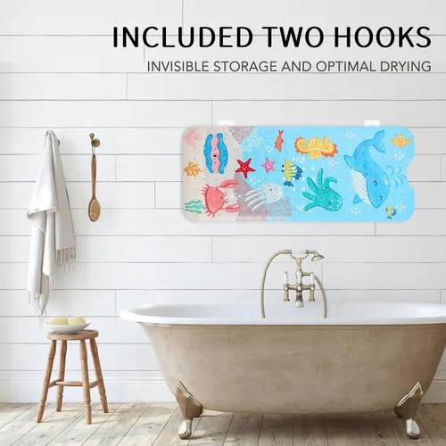 Miniatura 3 de PRATIQUE Alfombra de baño para niños antideslizante de 40 x 16 pulgadas, extra larga, tapete de baño para niños, tapete de seguridad antideslizante