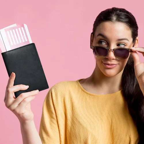 Miniatura 8 de HIFA Funda de cuero para pasaporte, funda para pasaporte hecha a mano con ranura para tarjetas y boletos, piel auténtica, diseño elegante, fácil