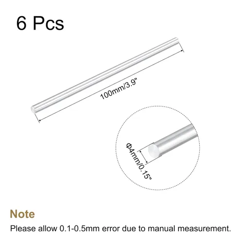 Miniatura 2 de MECCANIXITY Varilla redonda de aluminio macizo de 0.157 in de diámetro y 3.937 in de longitud, para manualidades, paquete de 6