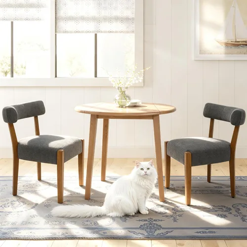 Miniatura 32 de RNKSFX Juego de 2 sillas de comedor modernas de piel sintética tapizadas para cocina y comedor, sillas modernas de madera de mediados de siglo, Beige