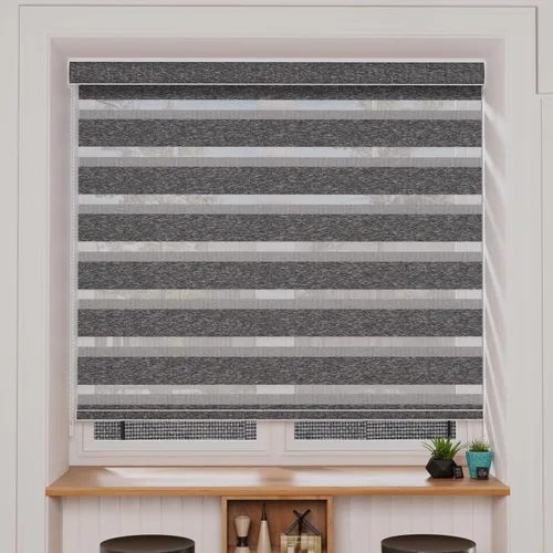 Miniatura 47 de MYshade Persianas enrollables de cebra opacas (85 %) con cordón para ventanas interiores, persianas de doble capa beige para dormitorio, baño, sala