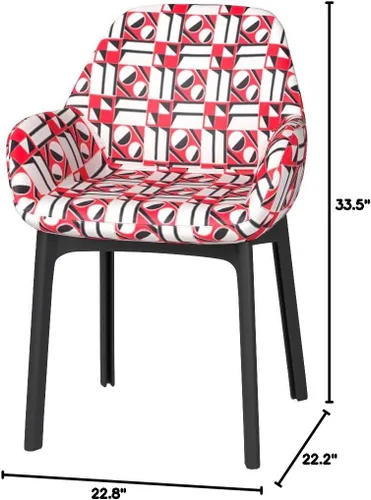 Miniatura 2 de Kartell SFCH-K4182-NA Silla de comedor, marco: negro, funda: Geometrico Rosso 22.8 in, D 22.2 pulgadas (22.2 in), H 33.5 pulgadas (33.5 in), SH18.9