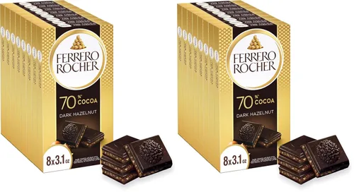 Miniatura 9 de Ferrero Rocher Barra de chocolate premium, 70% de chocolate amargo, avellana y relleno de cacao, 8 unidades, 3.1 onzas cada una