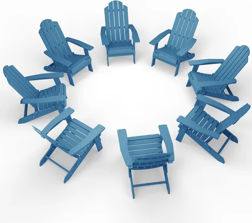 Miniatura 25 de MXIMU Silla Adirondack plegable para exteriores: sillas Adirondack fáciles de montar y cómodas, silla de plástico compuesto para todo tipo de clima