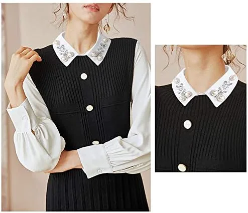 Miniatura 6 de Cuello falso con pechera, media camisa Joyci con diamantes y perlas falsos