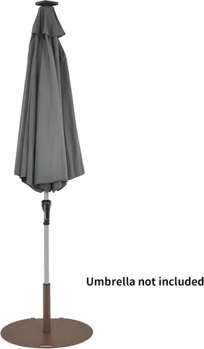 Miniatura 9 de Tangkula Base de sombrilla de patio de 50 libras, soporte redondo de 27.5 pulgadas con ruedas, base de sombrilla de acero resistente al aire libre