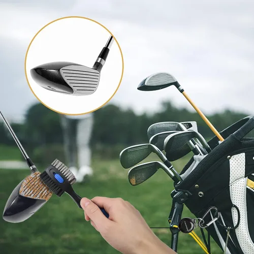 Miniatura 7 de THIODOON 2 Pack Golf Club Brushes and Groove Cleaner 2 ft Retractable Zipline Carabiner Golf Brush Head with Retractable Spike Comfortable Grip Golf