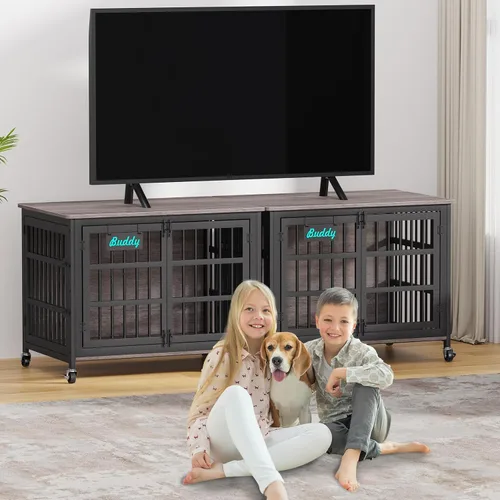Miniatura 9 de EasyCom mueble de jaula para perros de 41"/33"/27" con etiqueta de nombre, perrera para perros de interior resistente para perros medianos, jaula
