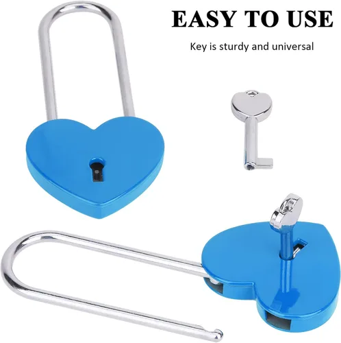 Miniatura 3 de Love Lock - Candado de corazón con llave para enamorados, boda, día de San Valentín, aniversario, viajes (con llave)